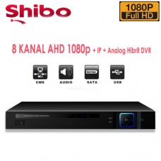 8 KANAL SHIBO 1080p AHD + ANALOG + IP HİBRİT DVR KAYIT CİHAZI